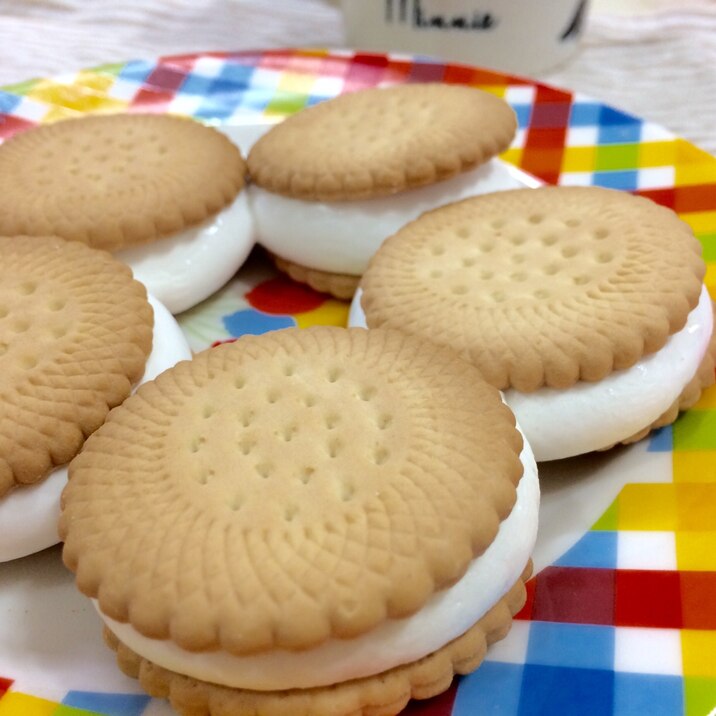 簡単おやつ マシュマロサンド ベタつき注意 レシピ 作り方 By Fujimon58 楽天レシピ